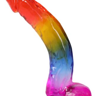 Crystal Jellies® - 9.5 Inch Realistic Cock with Balls - Rainbow