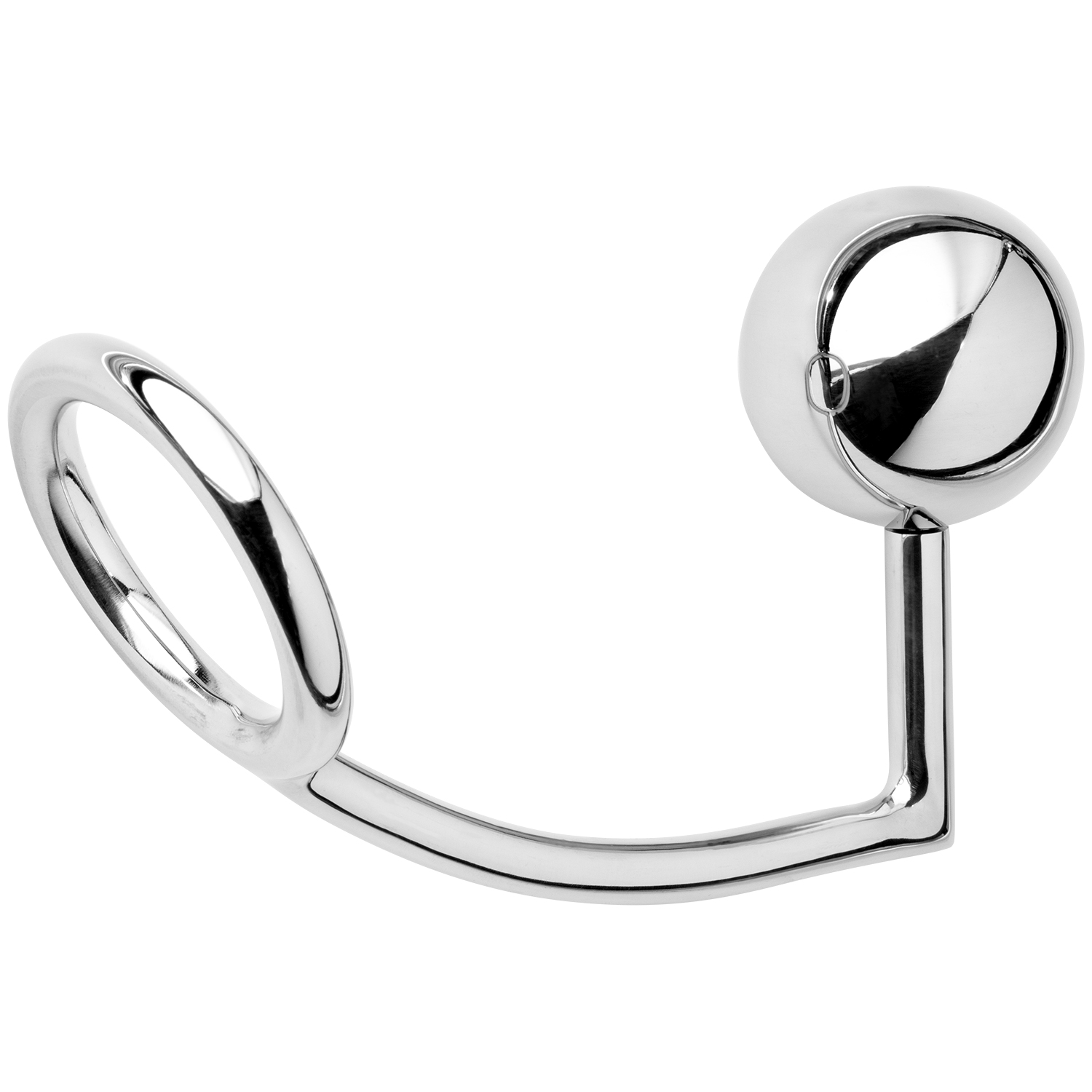 Rimba Cock Ring with Anal Bead - Silver - M