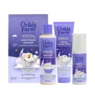 Childs Farm Slumbertime Sweet Dreams Gift Set, Lavender & Moon Milk Bath Soak250 ml, Massage Lotion 150ml, Sleep Mist 100ml, 250ml