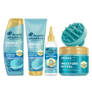 Head & Shoulders Derma Moisture Bundle - Shampoo, Scalp Moisturiser, Serum And Mask